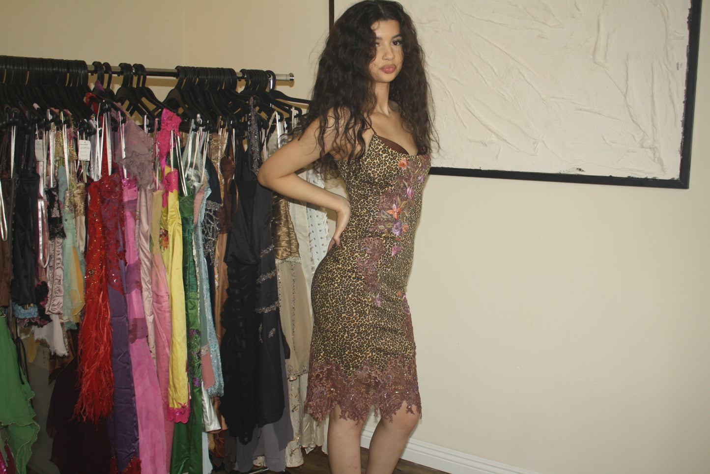 Midi leopard print dress